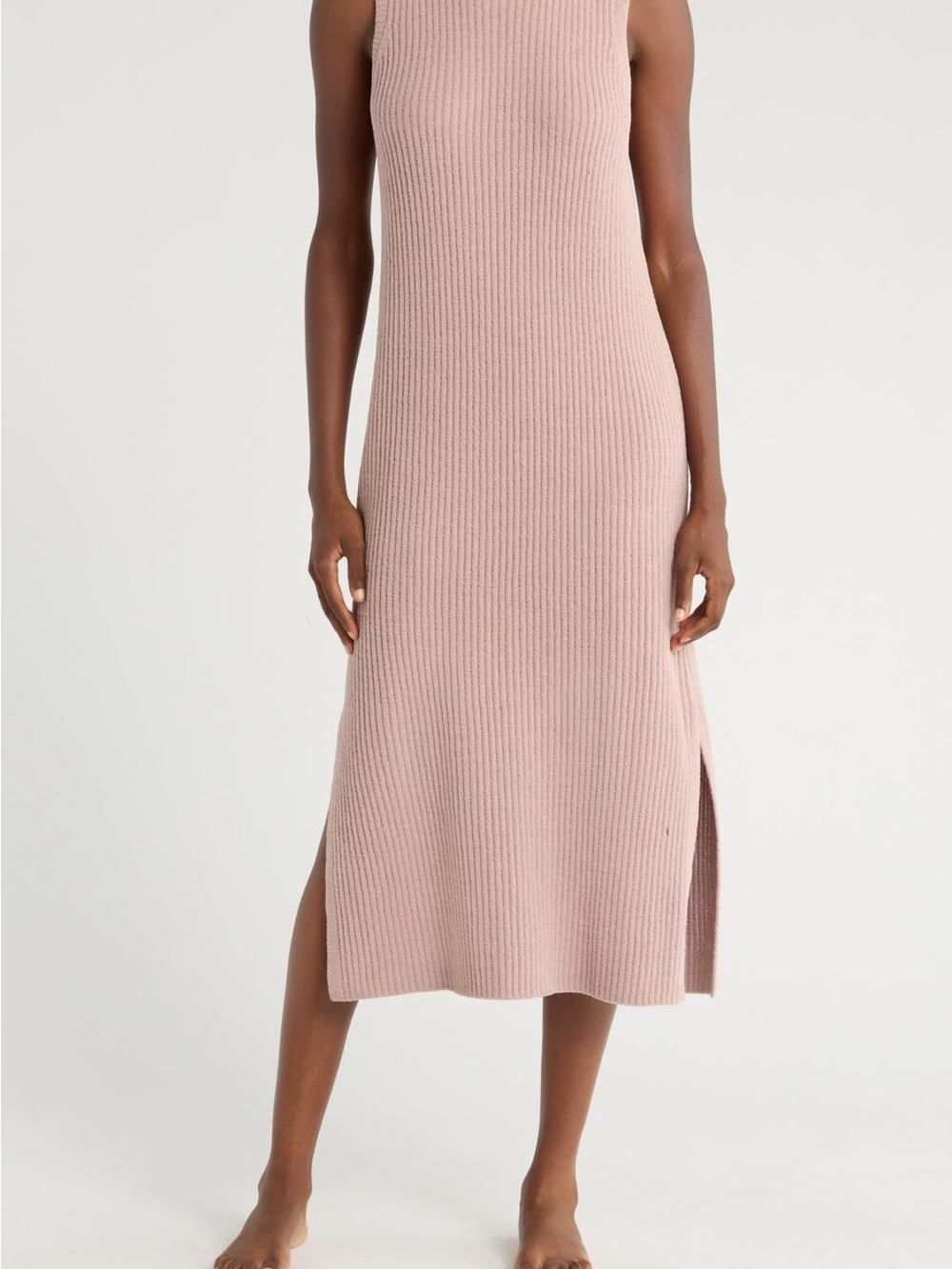 UGG || Sleeveless Rib-Knit Mock Neck Sweater Dress Dusty Pink SOFT!!